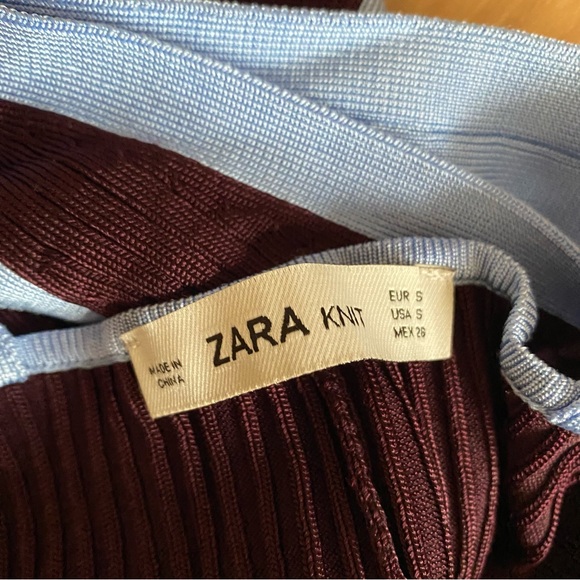 NEW Zara ribbed knit color block maxi dress purple blue - Picture 7 of 8